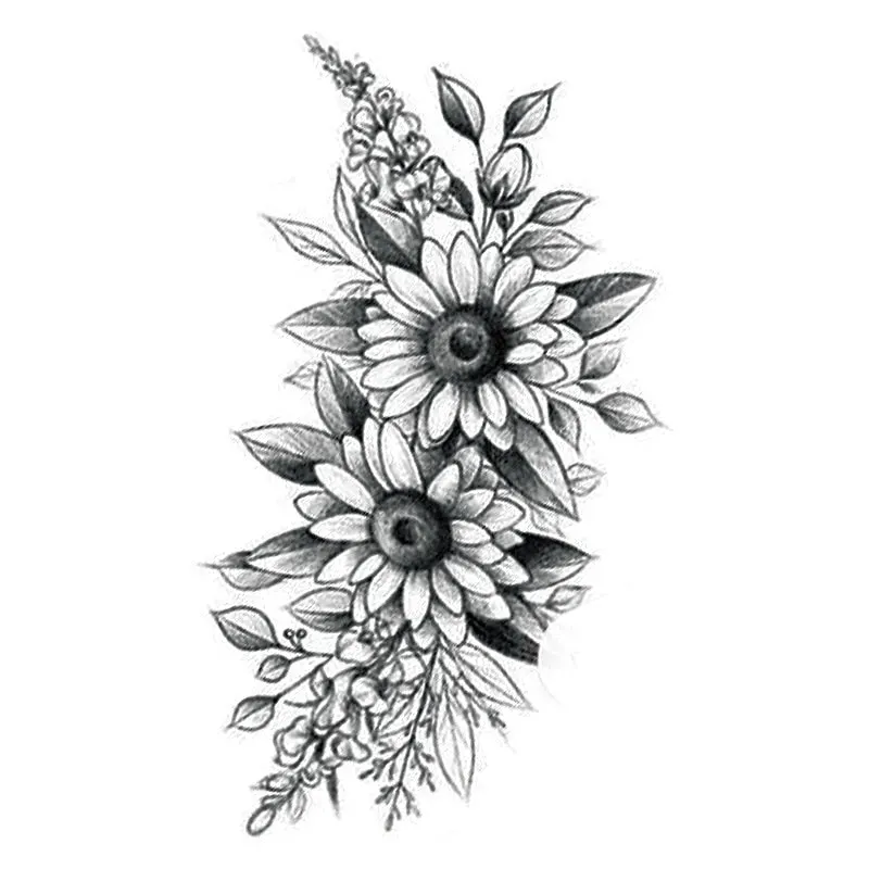Waterproof Black Temporary Tattoo Stickers Men Women Rose Feather ankle Body Art Water Transfer Tattoos Arm Waist Finger Tatoo