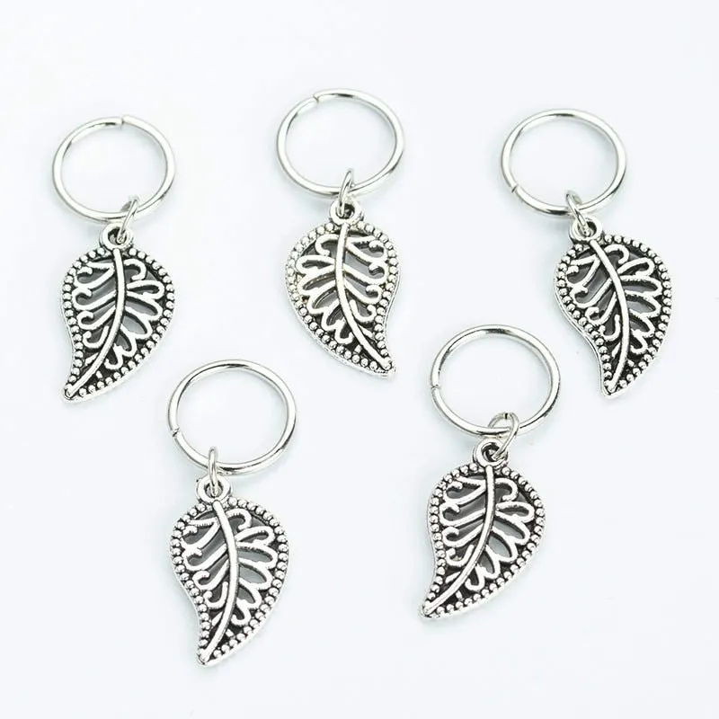 Hair Braid Coin Leaves Retro Colorful Beads Pendant Charms Rings Clip Headband for Pierced Hip-hop Braiders Leaves Accessories