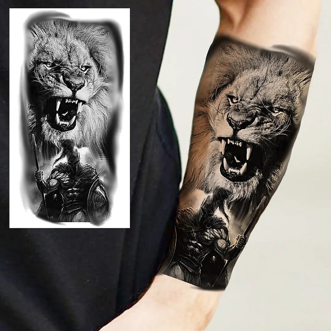 Halloween Clown Joker Scary Temporary Tattoos For Men Women Realistic Scary Lion Waterproof Tattoo Forearm Tatoos Vampire