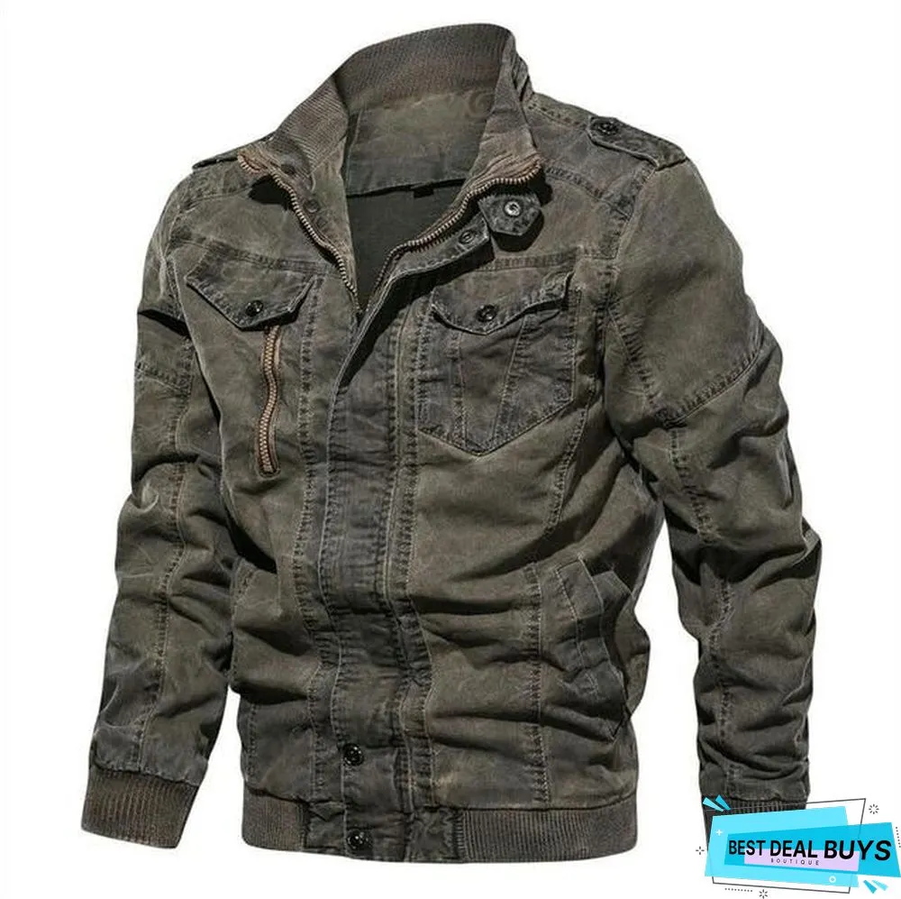 Men Denim Jacket Big Size Military Tactical Jeans Jacket Solid Casual Air Force Pilot Coat