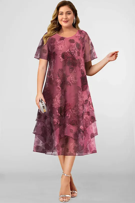 knee length dresses for ladies WEDTREND Women Green Large Flower Maxi Dress with Short Sleeves A Line V  Neck Chiffon Bridesmaid Dress