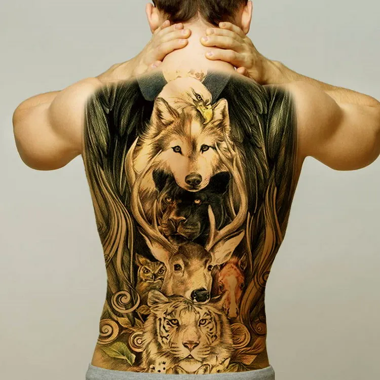 temporary men tattoos water transfer tattoo full back large tatoo fake dragon wings tattoo and body art sticker sexy decals big
