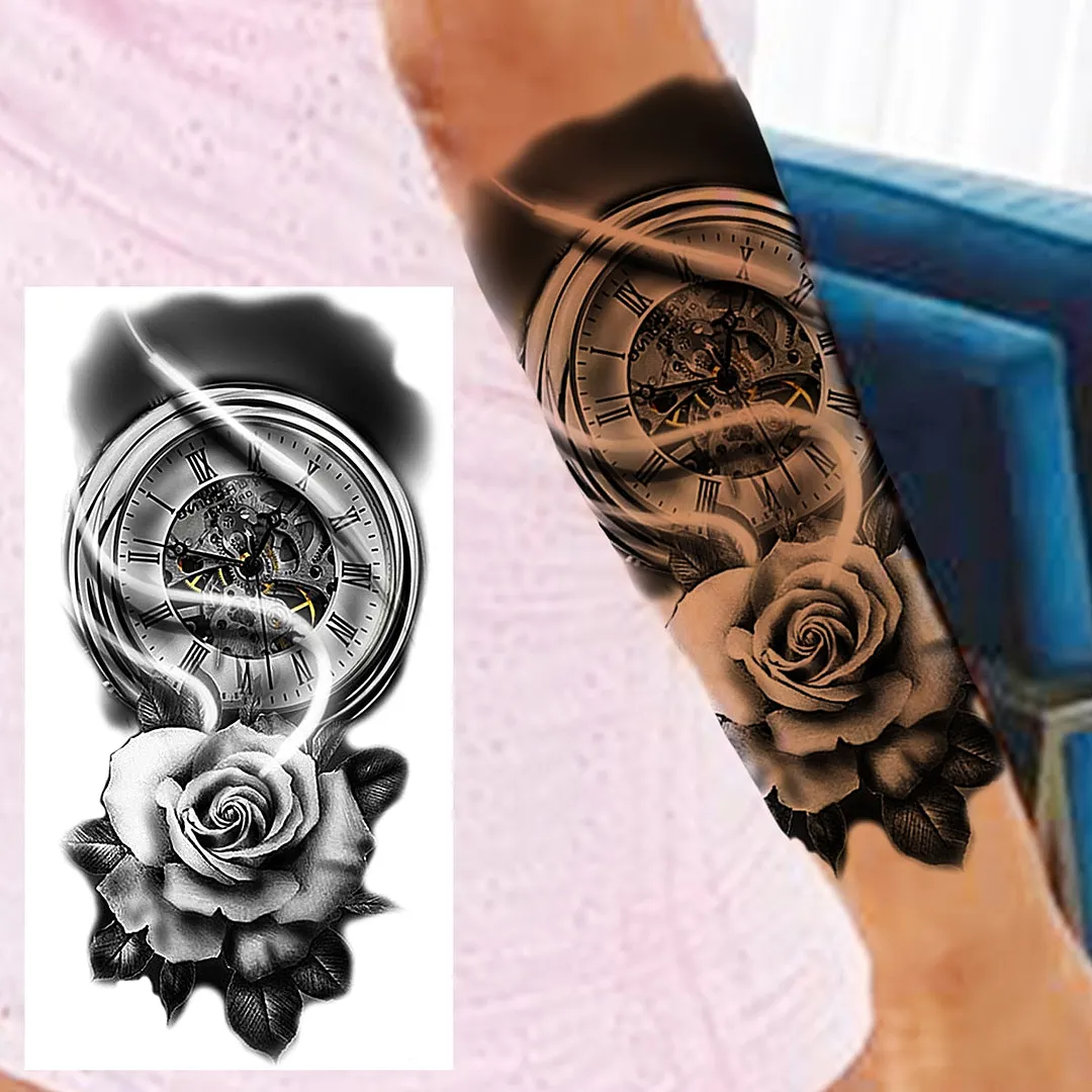 Halloween Clown Joker Scary Temporary Tattoos For Men Women Realistic Scary Lion Waterproof Tattoo Forearm Tatoos Vampire