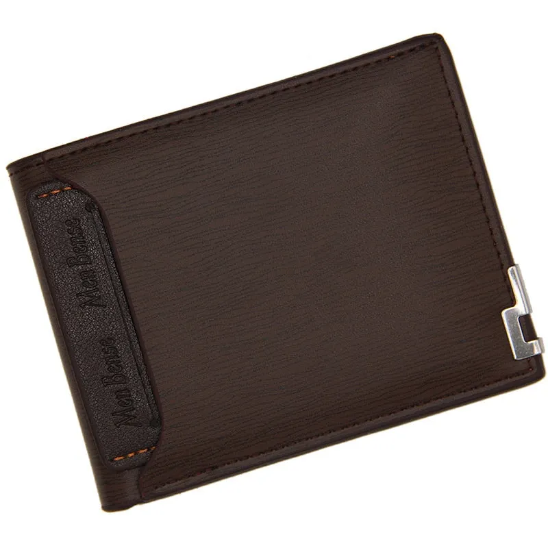 Retro Men's Wallet Business ID Card Holders Purse Small Leather Card Wallets Short Bifold Wallet for Men Slim Purses Male Wallet