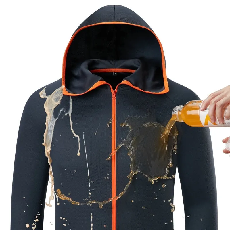Men Waterproof Fishing Man Clothes Tech Hydrophobic Antifouling Clothing Outdoor Hiking Hooded Jackets Quick Dry Anti-UV Coat