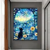 Black Cat Under The Starry Sky-11CT Stamped Cross Stitch 50*65cm/19.69*25.59in (Big Size)