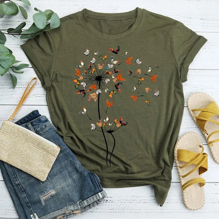 ANB - Dandelion Chicken Flower Famer Retro Tee Tee-05022