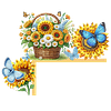 (US Local)Sunflowers Butterflies 5D DIY Wooden Diamond Painting Door Topper (Left)