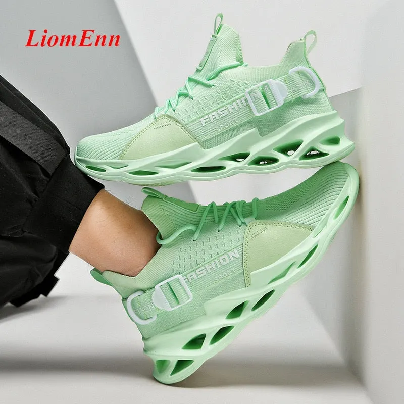 Summer Sneakers Women's Flat Tennis Shoes White Green Yellow Running Sneakers Light Breathable Mesh basket femme Big Size 36-46