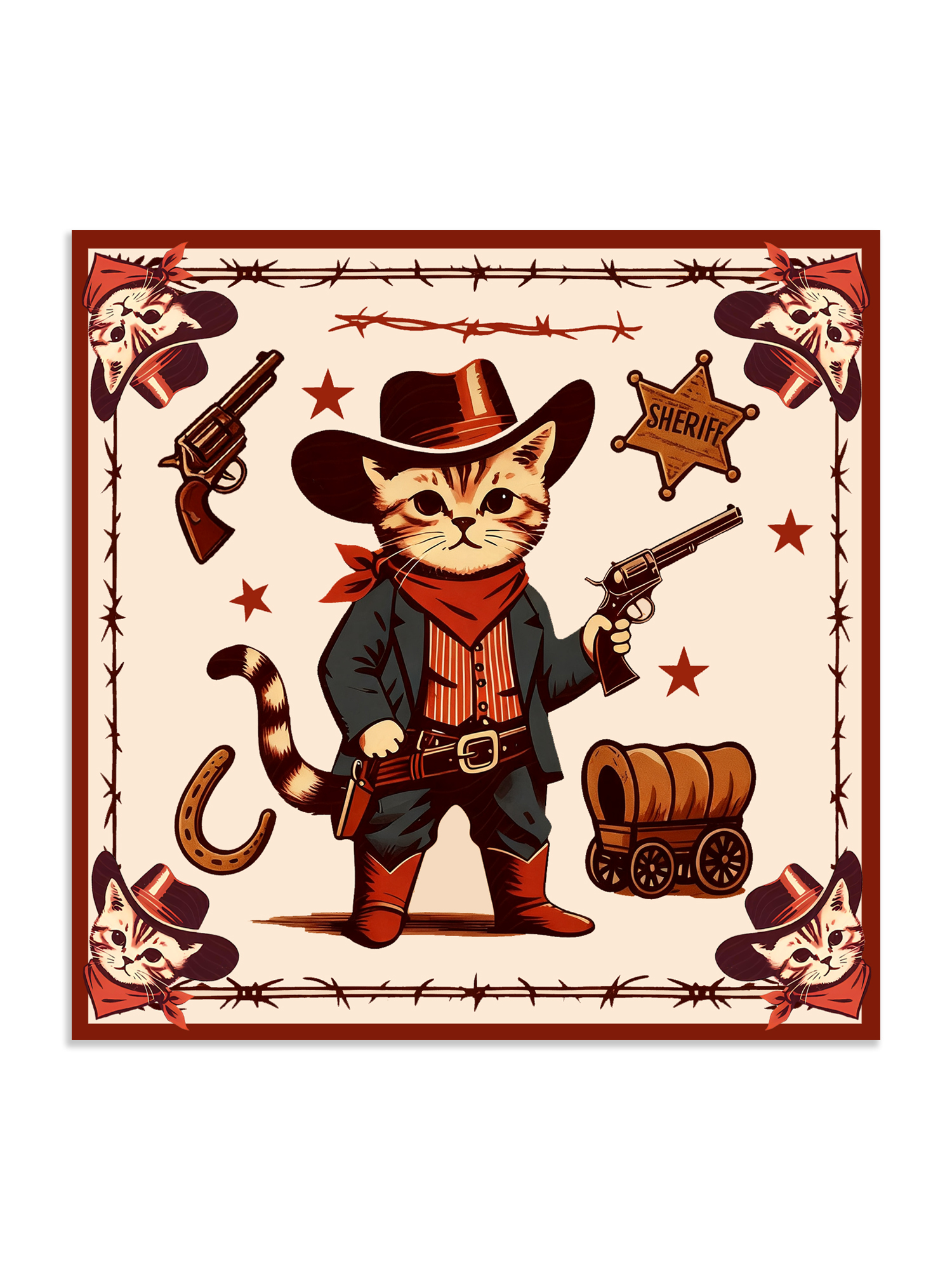Western Cowcat Cotton Bandana