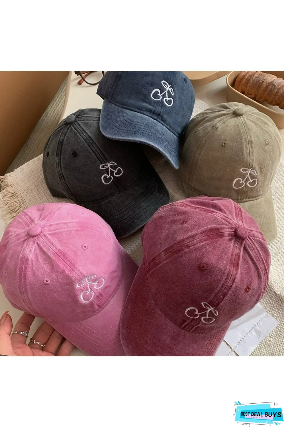 Cherry Embroidered Adjustable Cap