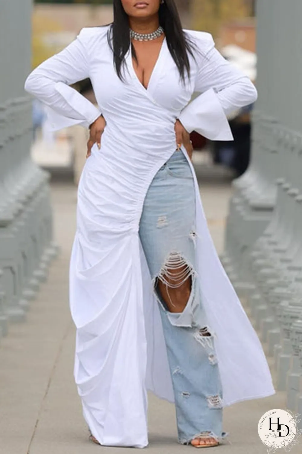 Yellow Sexy Casual Solid High Opening Fold Shirt Collar High Waist Tops
