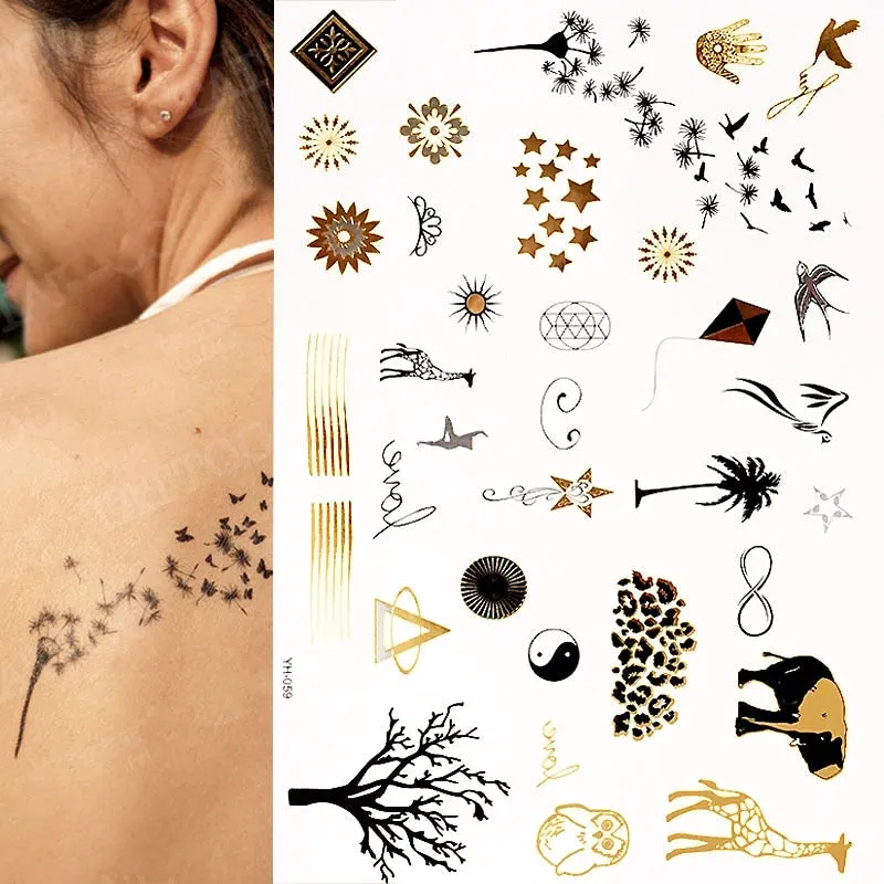 Temporary Tattoos Gold Silver Metallic Tattoo Arm Body Tattoo Cool Bracelet Style Girl DIY Golden Flash Tattoos