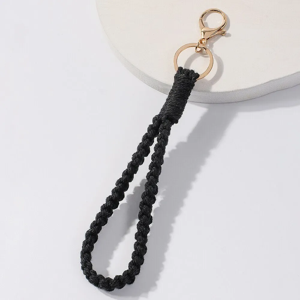 Macrame Wristlet Keychain Wall Hanging Key Chain Holder Boho Home Decor For Purse, Keys Phone Charm Gift For Friends