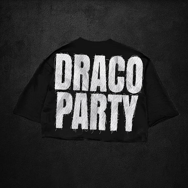 Vintage Draco Party Graphic Cropped T-Shirts