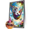 Diamond Painting-DIY Full Round Drill Hammock Cat(60*40 CM)