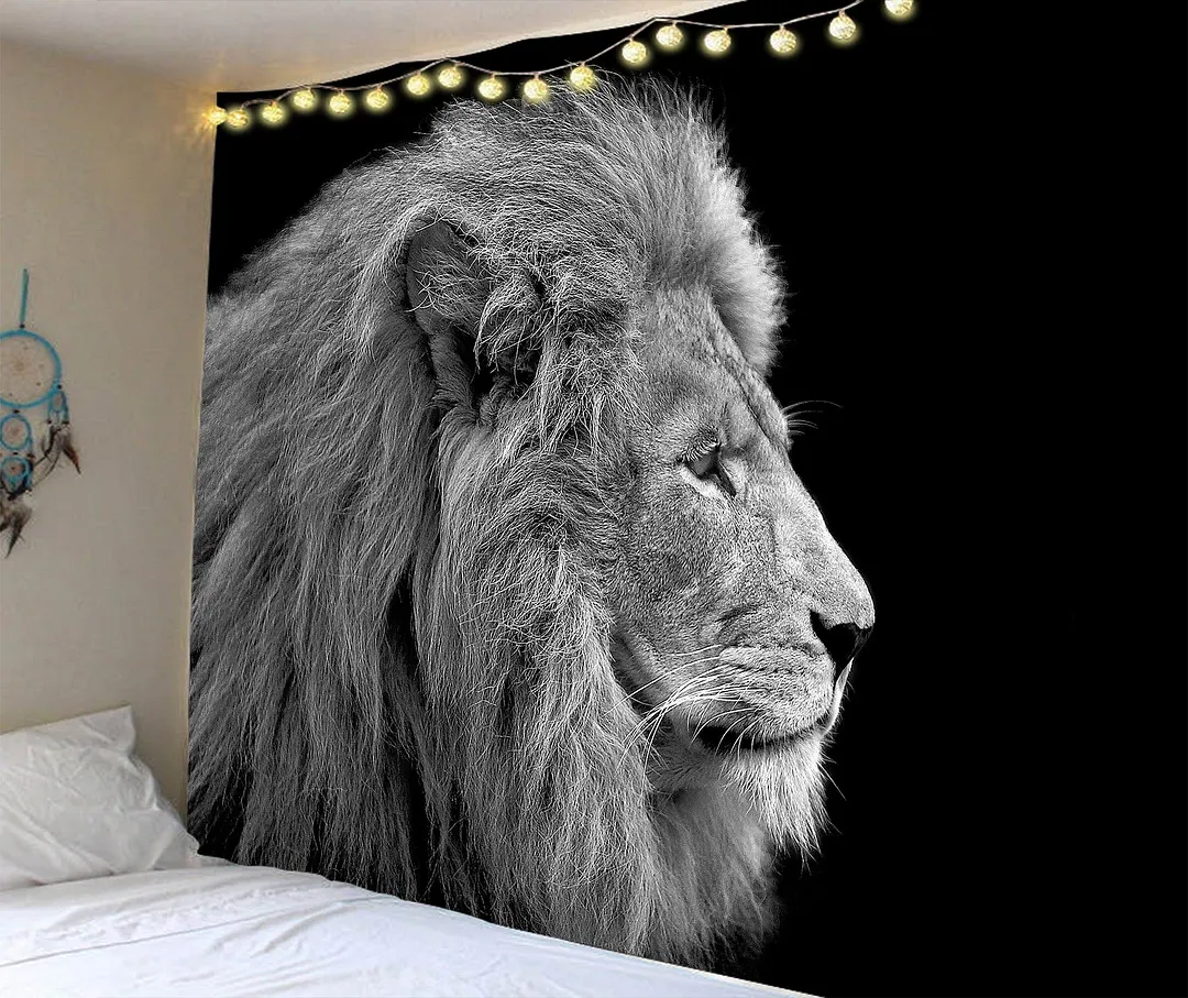 India Manada Wall Hanging Tapestry 3D Printed Animal Natural Sofa Backgound Wall Tapestries Bohemian Wolf Tiger Lion House Decor