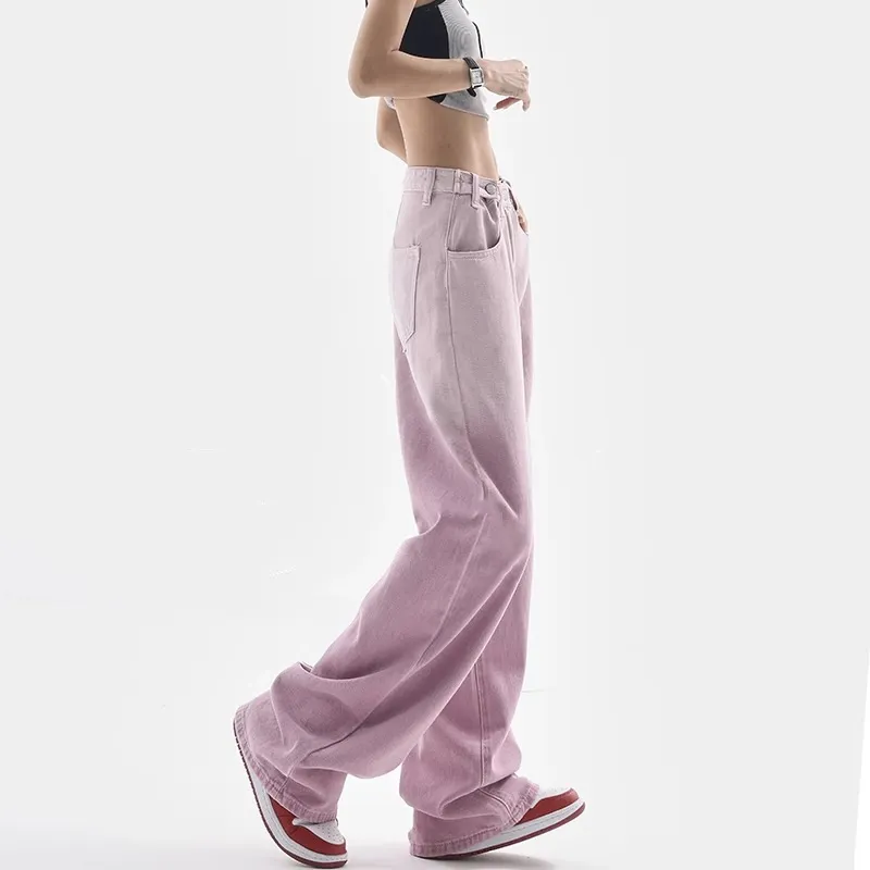 Nigikala Nigikala Purple Jeans Female 2023 New Design Sense Niche Summer High Waist Loose Show Thin Wide Leg Pants