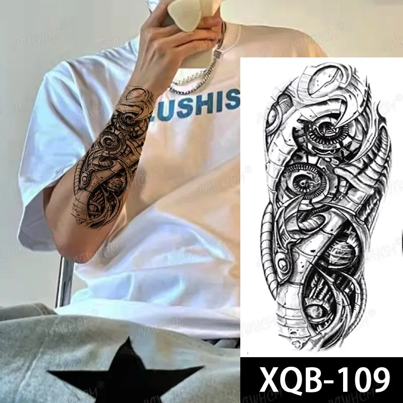 Sdrawing Hot Water Transfer Fake Tattoo Waterproof Temporary Tattoo Sticker For Men Women Wolf Arm Neck Tattoo Flash Tattoo Sleeve