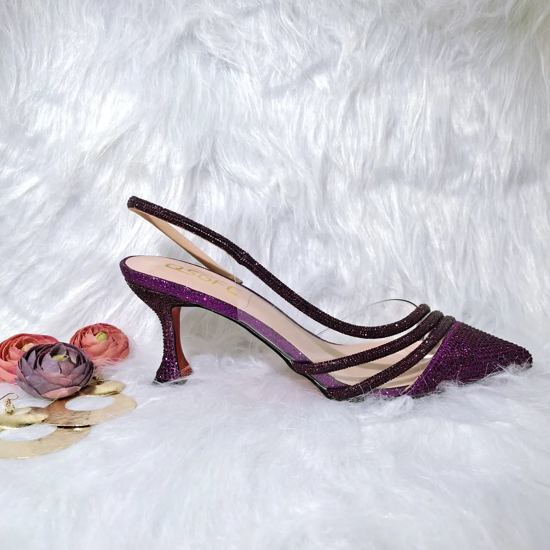 QSGFC Gold Comfortable streamline pointed stiletto noble ladies shoelace bag party shoe bag friend party shoelace bag