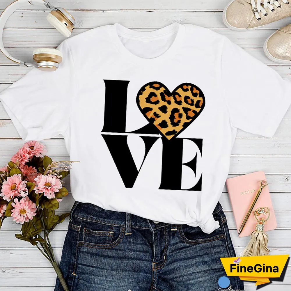 T-shirts Women Love Geometric Trend Style 90s Spring Summer Tshirt Top Lady Print Clothes Graphic Female Tee T-Shirt