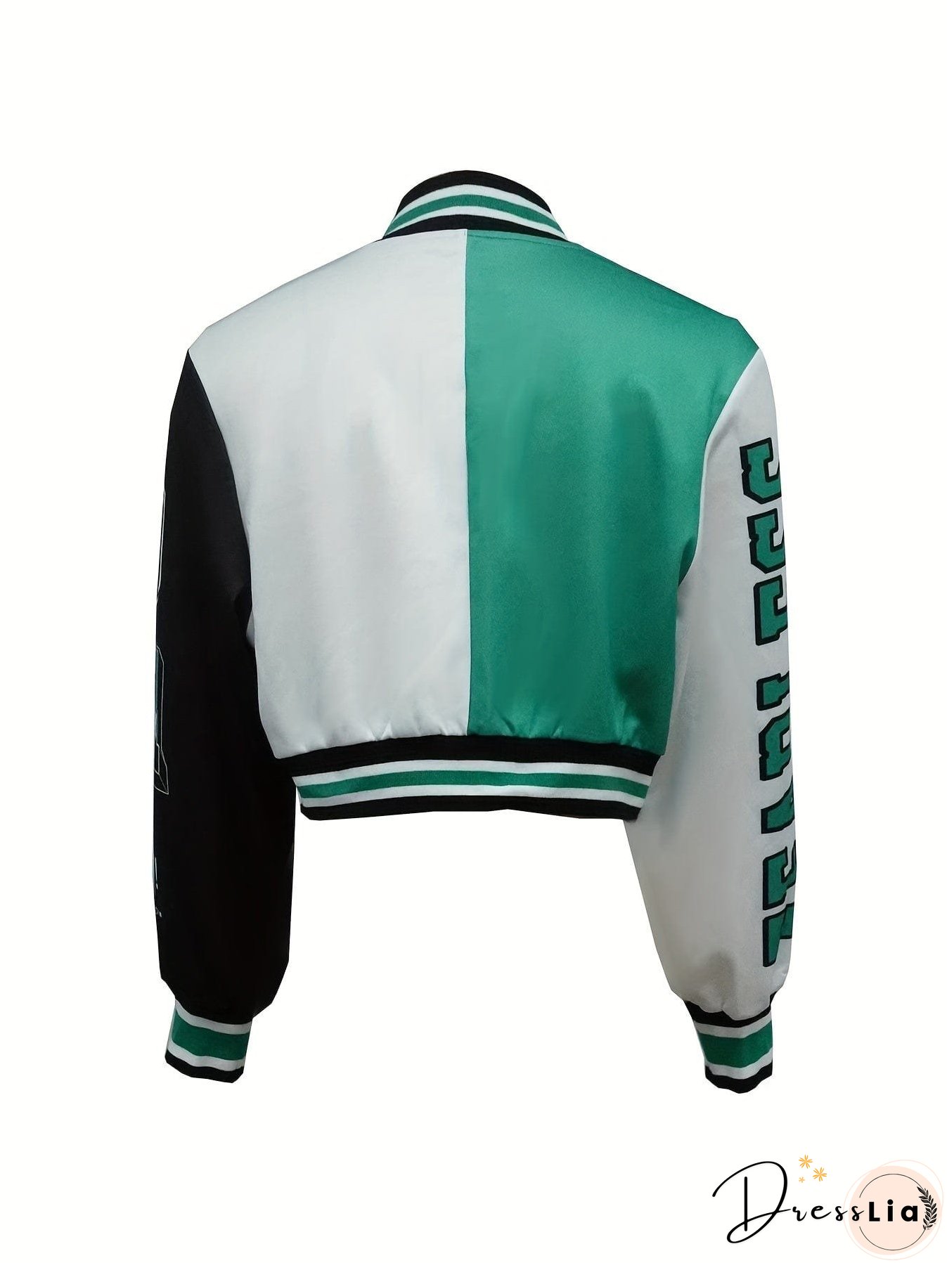 Casual Varsity Stylish Letter Print Button Front Jacket