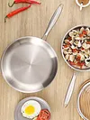 316 Stainless Steel Frying Pan With Lid Household Uncoated Cookware Non-Stick Even-Heating Flat Bottomed Skillet Suitable for Fried Egg Steak