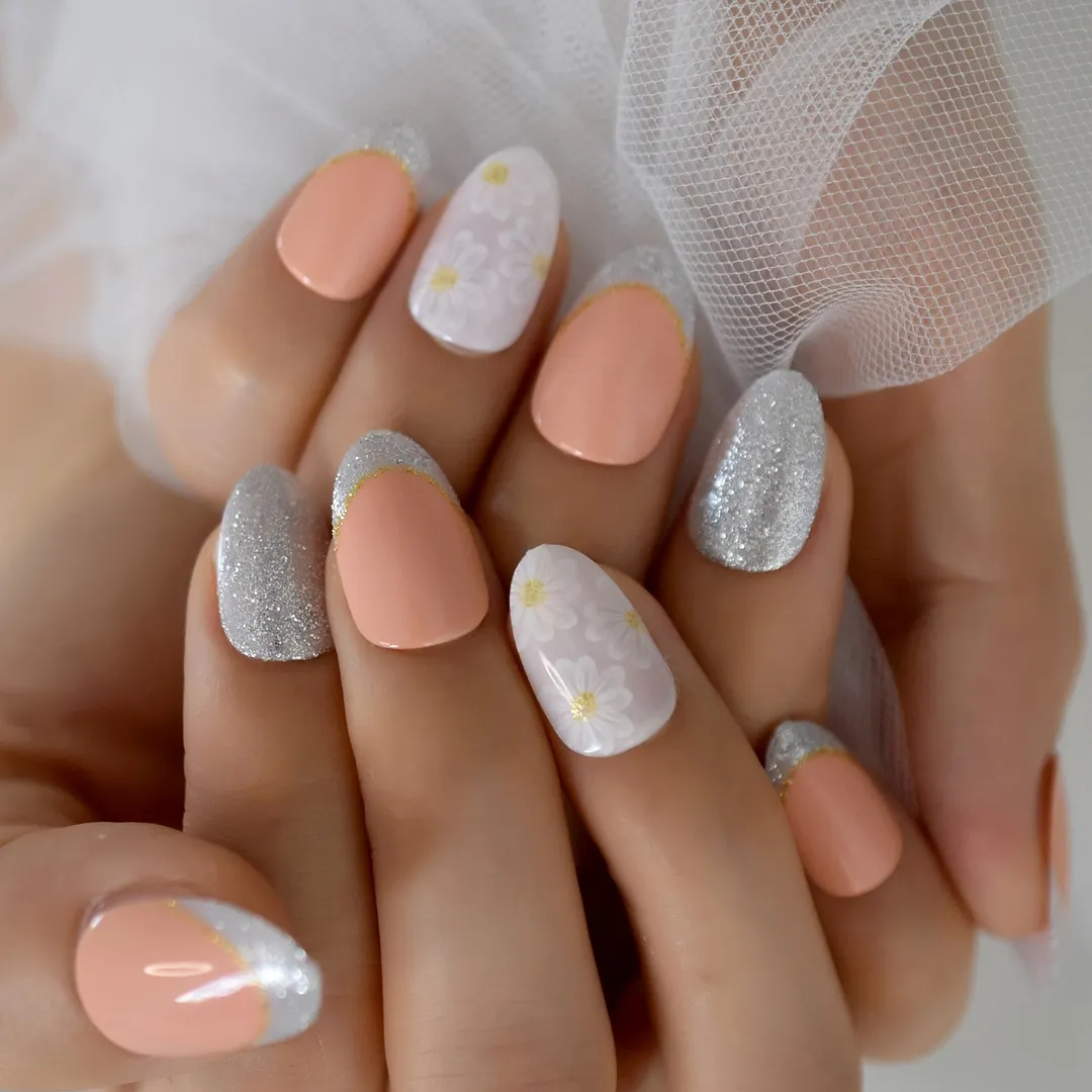 Mix Color Nail Short Squoval Dark Red Petie Fake Nails Glossy Shiny Ladies Fingernails Perfect for Office Lady with Adhesive-Nail Inspo