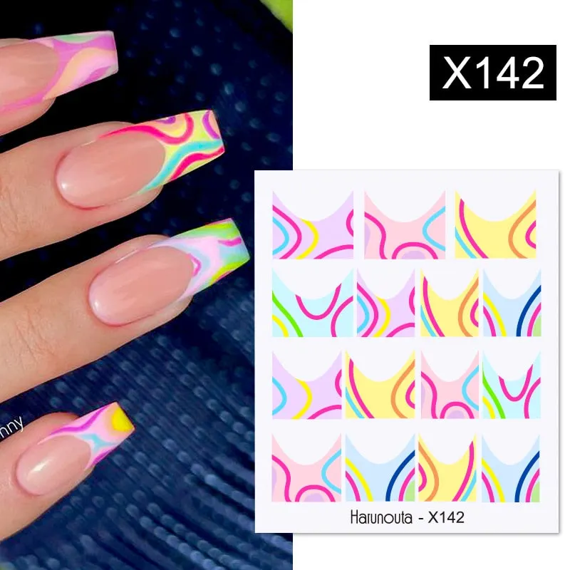 Harunouta Water Decals Ink Blooming Flower Leaves Transfer Nail Stickers Butterfly Love Heart Design Slider Watermark Decoration-Nail Inspo
