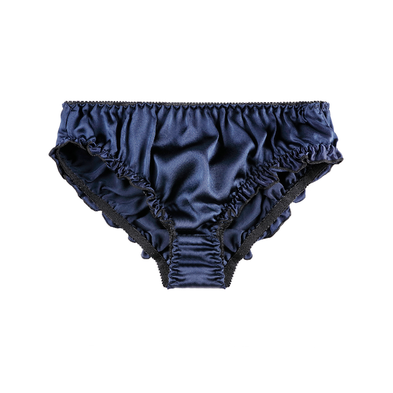 Clearance-Pleated Trim Silk Panties REAL SILK LIFE