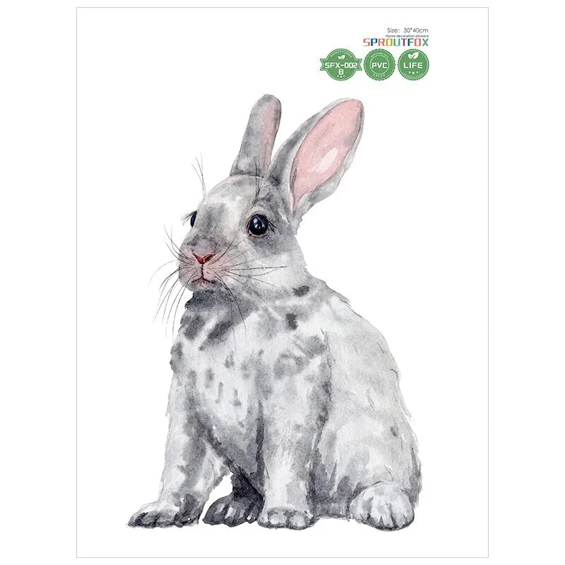 Color Wall Stickers For Kids Rooms Rabbits Christmas Home Decoration Accessories 2021 Bedroom Girl Vinyl Decorative 30*40cm