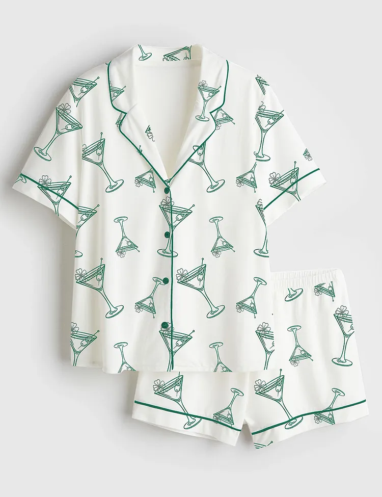 Women&rsquo;s A Tini Bit Irish St. Patrick's Day Retro Irish Vibes Short Sleeve Satin Pajama Set