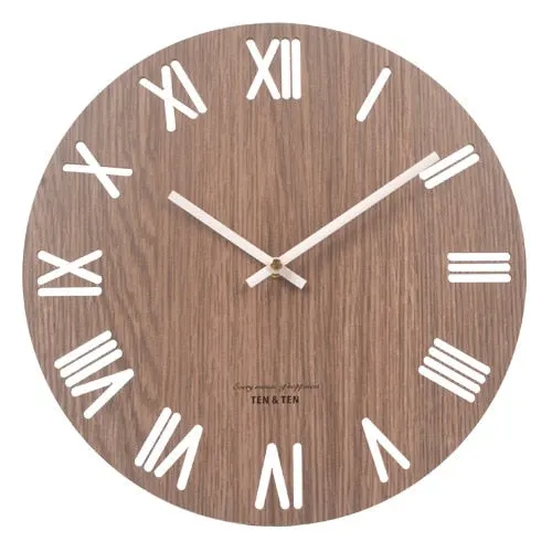 Wooden 3D Wall Clock Modern Design Nordic Brief Living Room Decoration Kitchen Clock Art Hollow Wall Watch Home Decor 12 inch