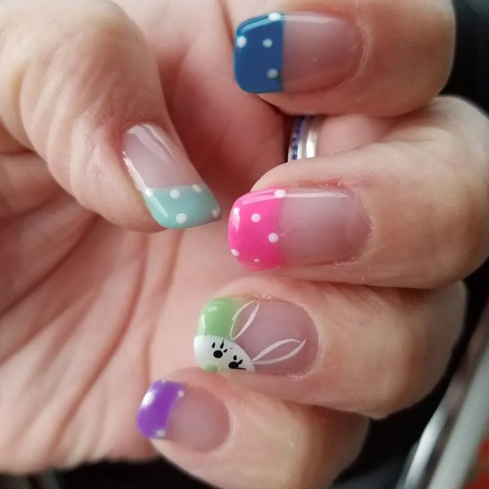 Churchf Churchf Square Armour A Lovely Polka Dot Rabbit Nail Piece Wearing Armor Removable Nail Nail Piece