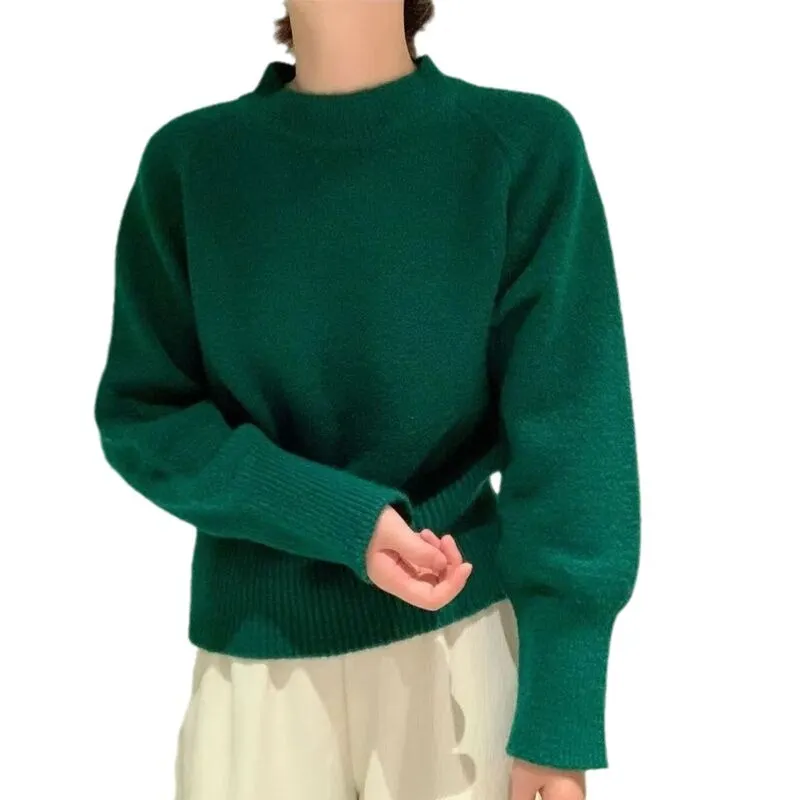 Churchf Churchf Collar Soft Waxy Sweater Female Autumn Winter Soft Waxy Lazy Wind Outside Wear Set Head Sweater Inside Build Design Sense Niche Top