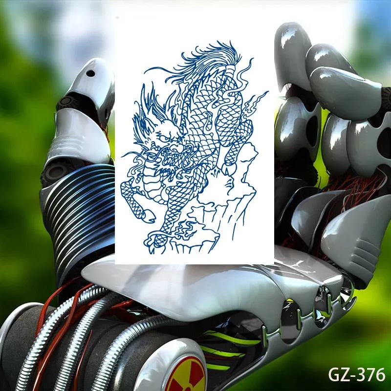 Temporary Tattoo Stickers Dragon Eagle Juice Timberwolves Ink Lasting Waterproof Natural Arm Body Chest Realistic Art Fake Tatoo