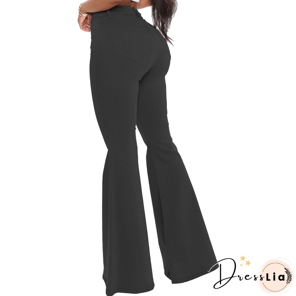 High Waist Stretch Plus Size Flare Jeans Pants