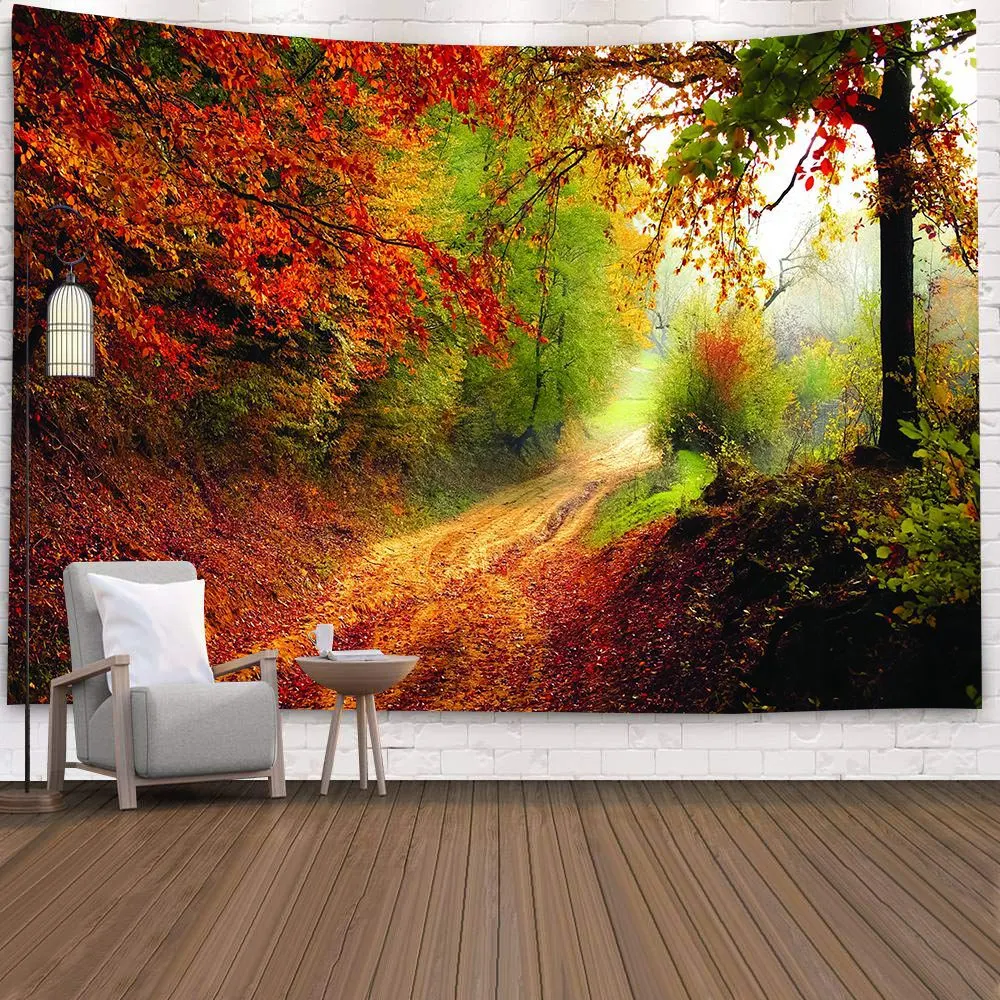 Natural 3D Waterfall Tapestry Beach Towel Landscape Primeval Forest Stream Printing Wall Carpet Yoga Mat Home Art Tapestry Decor