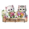 (US Local) DIY Crafts Wooden Cat & Flower Diamond Painting Art Craft Wall Hooks Kit