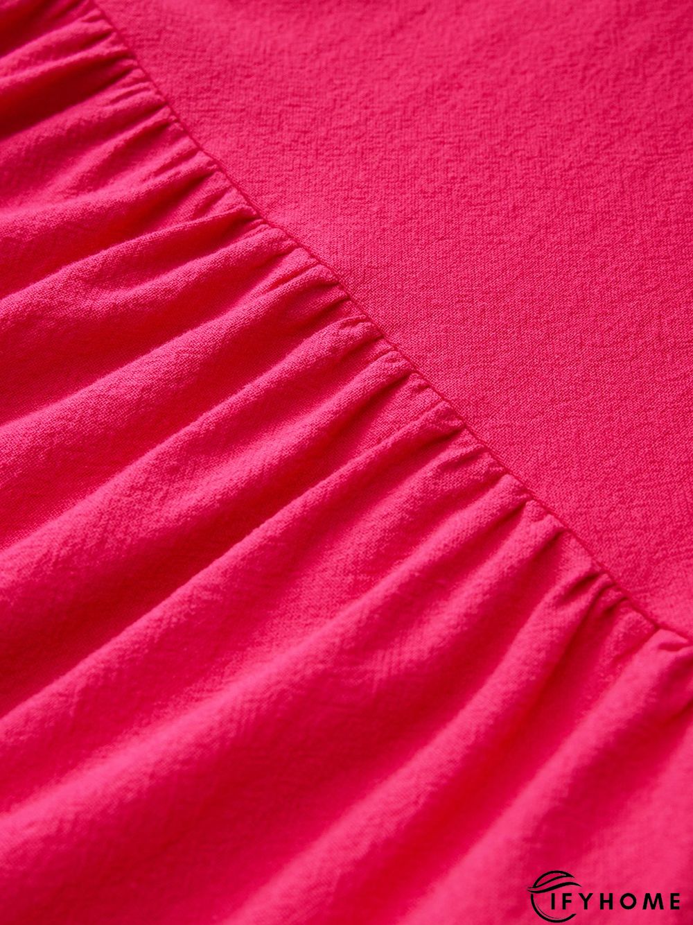 Plain Holiday Balloon Sleeve Cotton-Blend Weaving Dress | IFYHOME