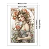 >SALE<Full Embroidery Eco-cotton Thread 11CT Print Rose Girl Cross Stitch Kit 40x60cm