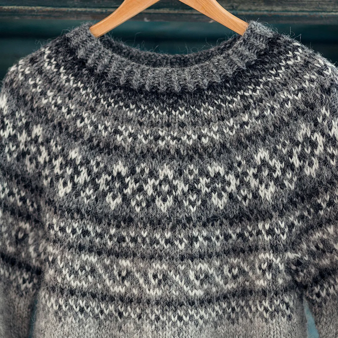Vintage Beautiful Norwegian Knit Jacquard Crew Neck Sweater（Unisex）