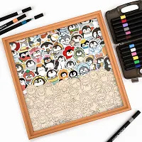 Funny Penguins - Wooden Coloring Puzzle