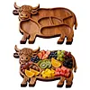 Highland Cow Wooden Charcuterie Board with Compartments for Cheese Meat Snacks