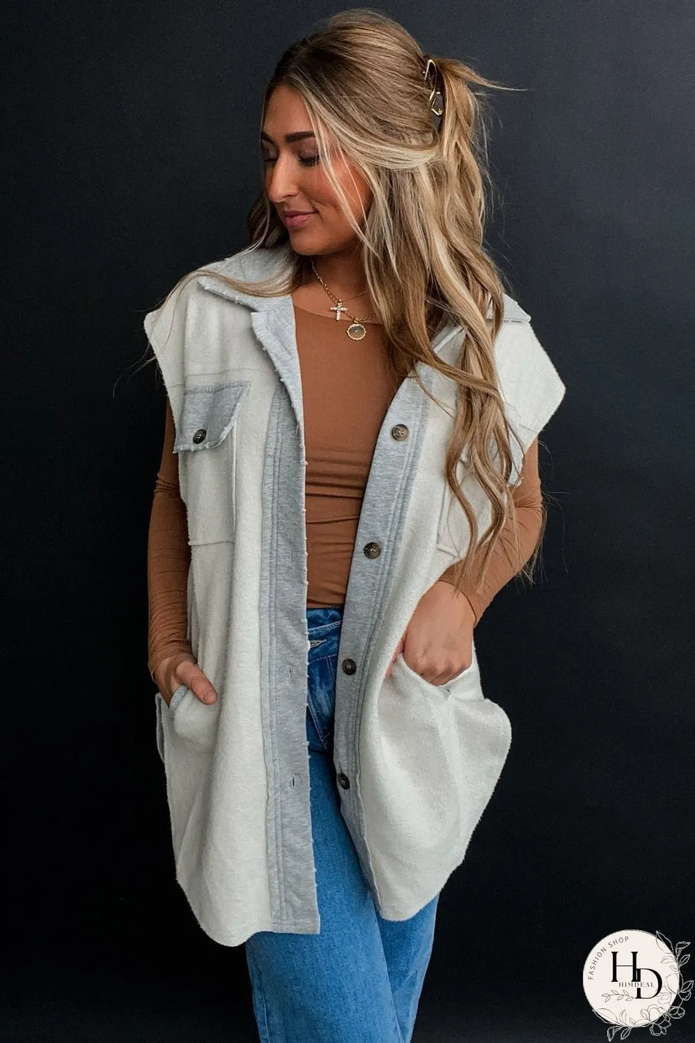 Two-Tone Denim Vest