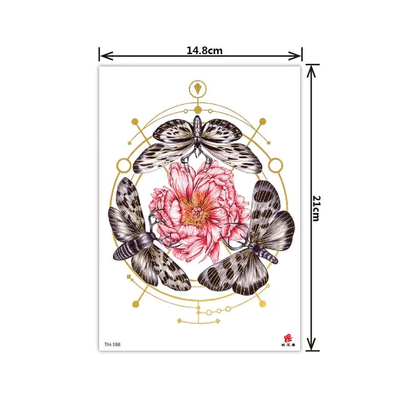 2021 New Plain Flower Arm Tattoo Sticker Flower Waterproof Tattoo Color Animal Tiger Tattoo Sticker