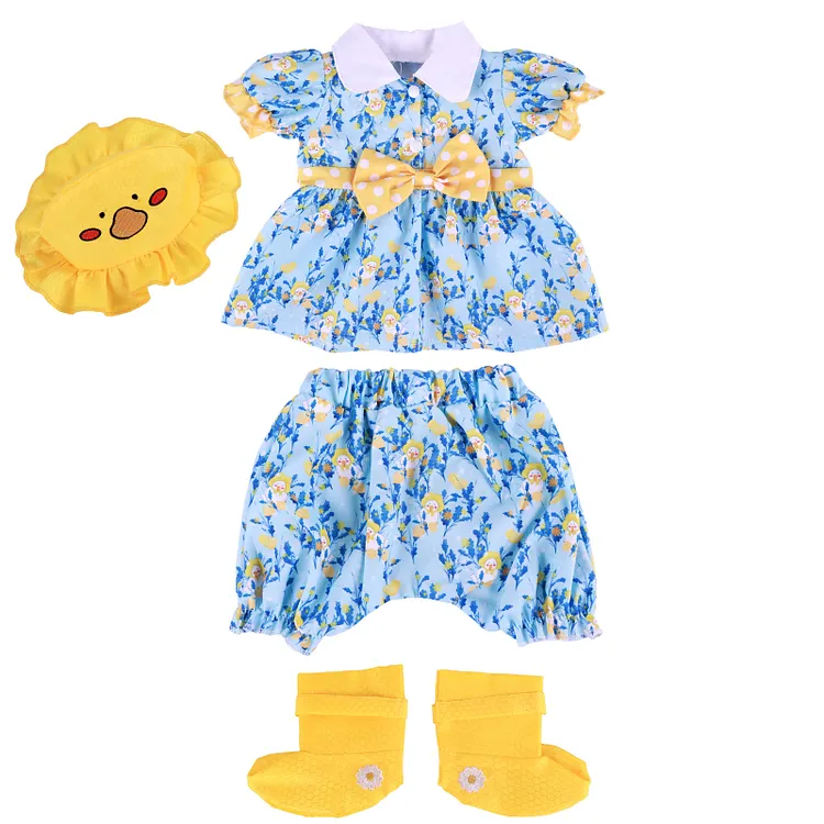 17"-22" Blue Chick Raincoat Set for Reborn Girl Baby Accessories 4-Pieces Set