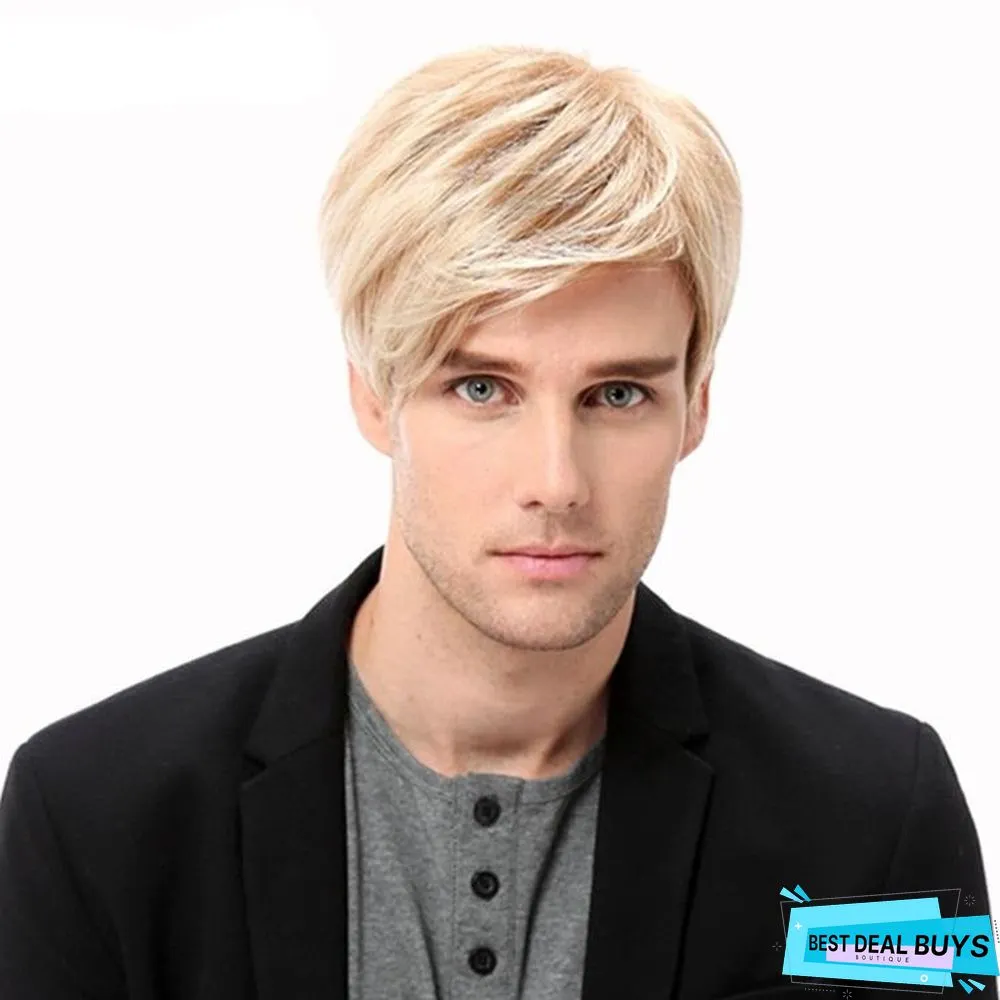Men's Wig Short Hair Gold
