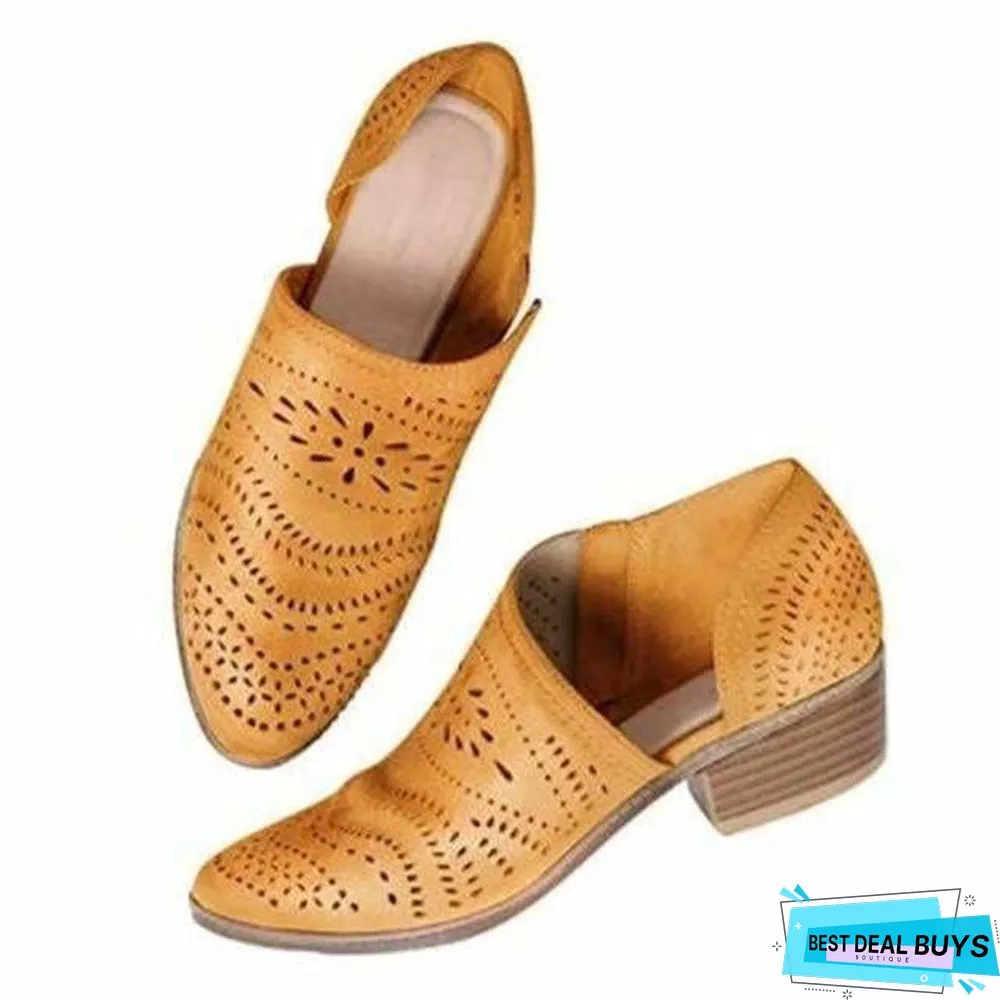 Leisure Hollow Low-heeled Shoes Women Sandals