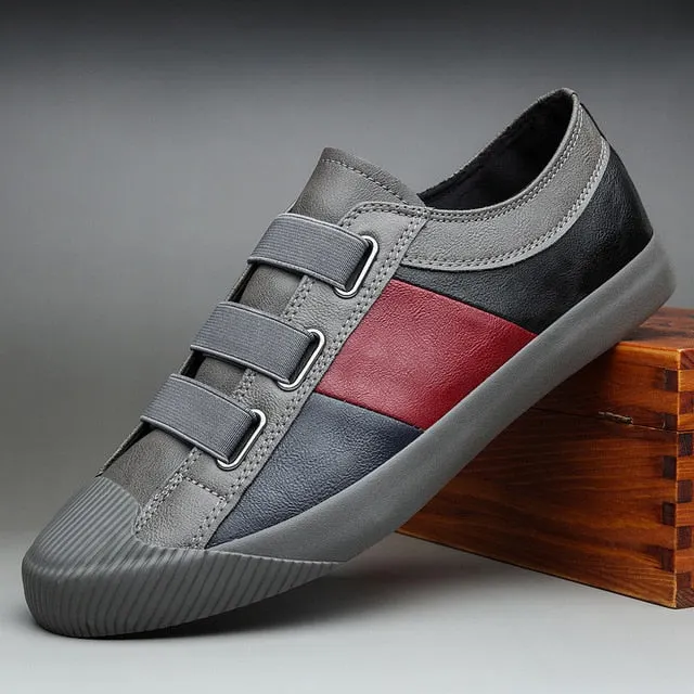 2021Men Leather Casual Shoes Man Spring Autumn Hot Fashion Slip-On Cool Loafers Leisure Patckwork Flat Designer Men Driving Shoe